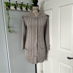 Cherokee Taupe Cable Knit Cardigan
